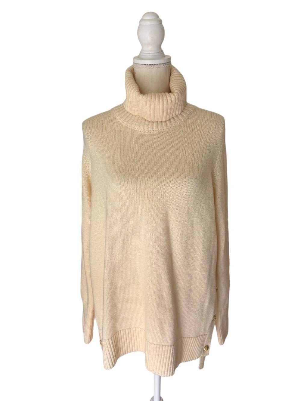 Tuckernuck Sophia Wool Turtleneck Sweater Ivory M Side Button